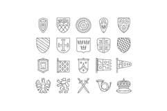 medieval heraldry shield icons set vector Product Image 1