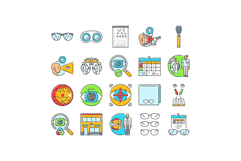optometry vision eye glasses icons set vector Product Image 1