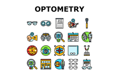 optometry vision eye glasses icons set vector Product Image 1