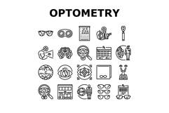optometry vision eye glasses icons set vector Product Image 1