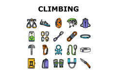 rock climbing bouldering icons set vector Product Image 1