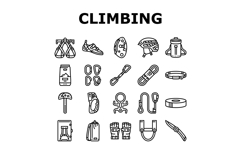 rock climbing bouldering icons set vector Product Image 1