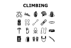 rock climbing bouldering icons set vector Product Image 1