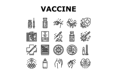 vaccine immunization syringe icons set vector Product Image 1