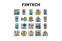 fintech blockchain payments icons set vector Product Image 1