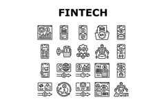 fintech blockchain payments icons set vector Product Image 1