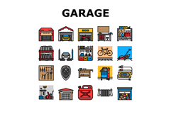 garage storage tools icons set vector Product Image 1