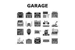 garage storage tools icons set vector Product Image 1