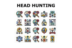 head hunting recruitment icons set vector Product Image 1