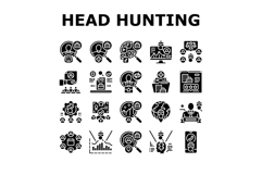 head hunting recruitment icons set vector Product Image 1