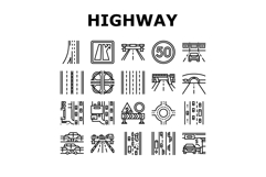highway road lane icons set vector Product Image 1