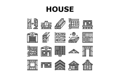 wood frame house construction icons set vector Product Image 1