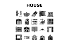 wood frame house construction icons set vector Product Image 1