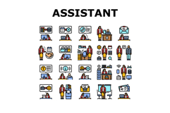 administrative assistant office icons set vector Product Image 1