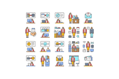administrative assistant office icons set vector Product Image 1