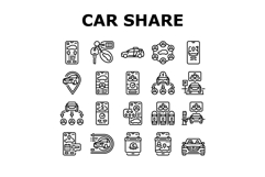 car share service transport icons set vector Product Image 1