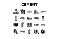 cement production gypsum icons set vector Product Image 1