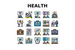 employee health office wellness icons set vector Product Image 1
