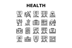 employee health office wellness icons set vector Product Image 1