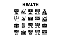 employee health office wellness icons set vector Product Image 1