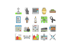 mortality death life aging icons set vector Product Image 1