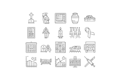 mortality death life aging icons set vector Product Image 1