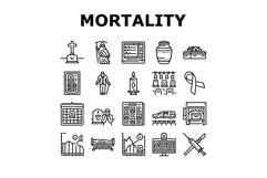 mortality death life aging icons set vector Product Image 1
