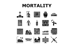 mortality death life aging icons set vector Product Image 1