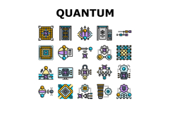 quantum computer qubit icons set vector Product Image 1