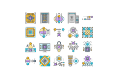 quantum computer qubit icons set vector Product Image 1