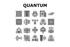 quantum computer qubit icons set vector Product Image 1