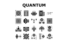 quantum computer qubit icons set vector Product Image 1