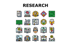 research and development analysis icons set vector Product Image 1