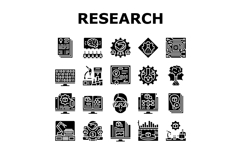 research and development analysis icons set vector Product Image 1