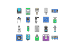 sensor module iot infrared icons set vector Product Image 1