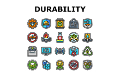 strength durability product icons set vector Product Image 1