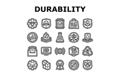 strength durability product icons set vector Product Image 1