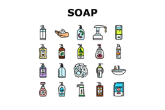 liquid soap cleanser hygiene icons set vector Product Image 1