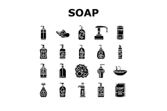 liquid soap cleanser hygiene icons set vector Product Image 1