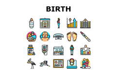 birth pregnancy newborn infant icons set vector Product Image 1