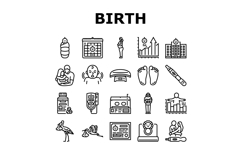birth pregnancy newborn infant icons set vector Product Image 1
