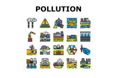 chemical pollution toxins icons set vector Product Image 1