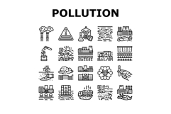 chemical pollution toxins icons set vector Product Image 1