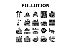 chemical pollution toxins icons set vector Product Image 1