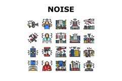 noise pollution icons set vector Product Image 1