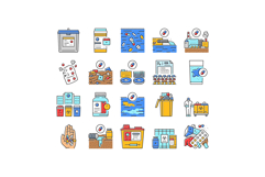 pharmaceutical pollution icons set vector Product Image 1