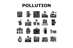 pharmaceutical pollution icons set vector Product Image 1