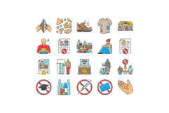 poverty inequality unemployment icons set vector Product Image 1