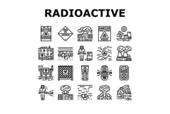 radioactive pollution icons set vector Product Image 1