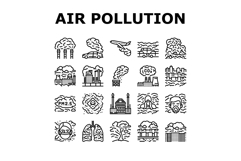 air pollution smog emissions icons set vector Product Image 1